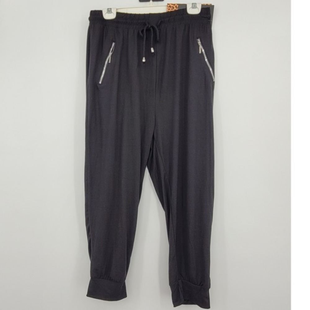 Women's Plus Bae City Blk Joggers Zip Pockets Sz 1X Goth Biker Moto Athletic Y2K - Picture 6 of 9